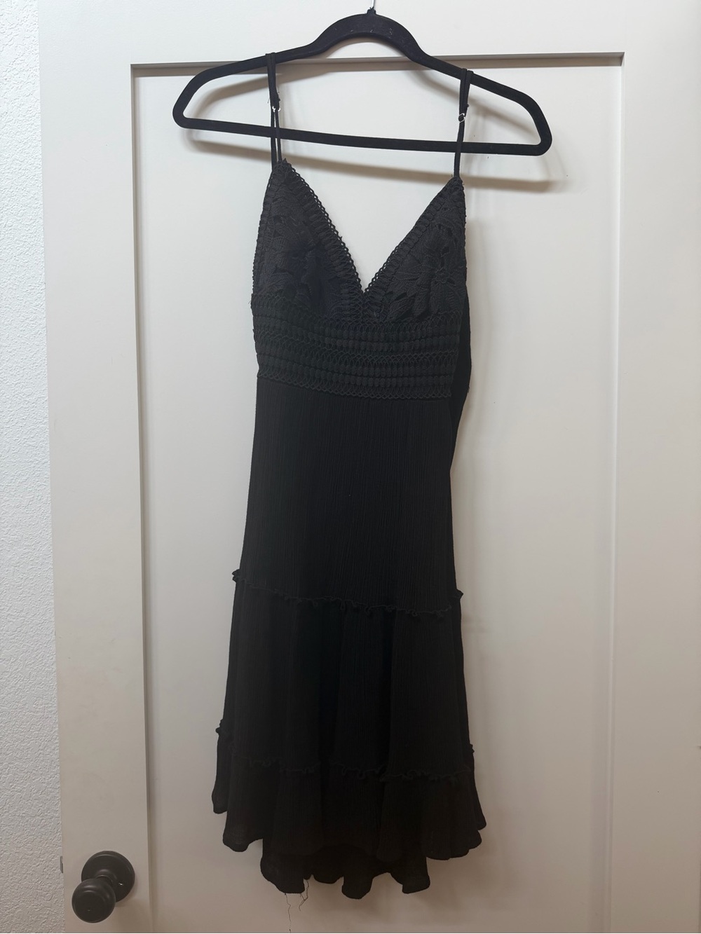 Love Tree Black Crochet Bodice Midi Dress